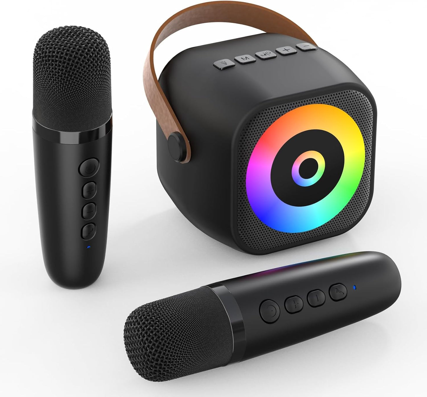 Mini Karaoke Machine, Portable Bluetooth Karaoke Speaker with 2 Wireless Mics for Kids and Adults, Birthday Gifts for Girls and Boys 3-12+ Years Old Birthday Party Home Black