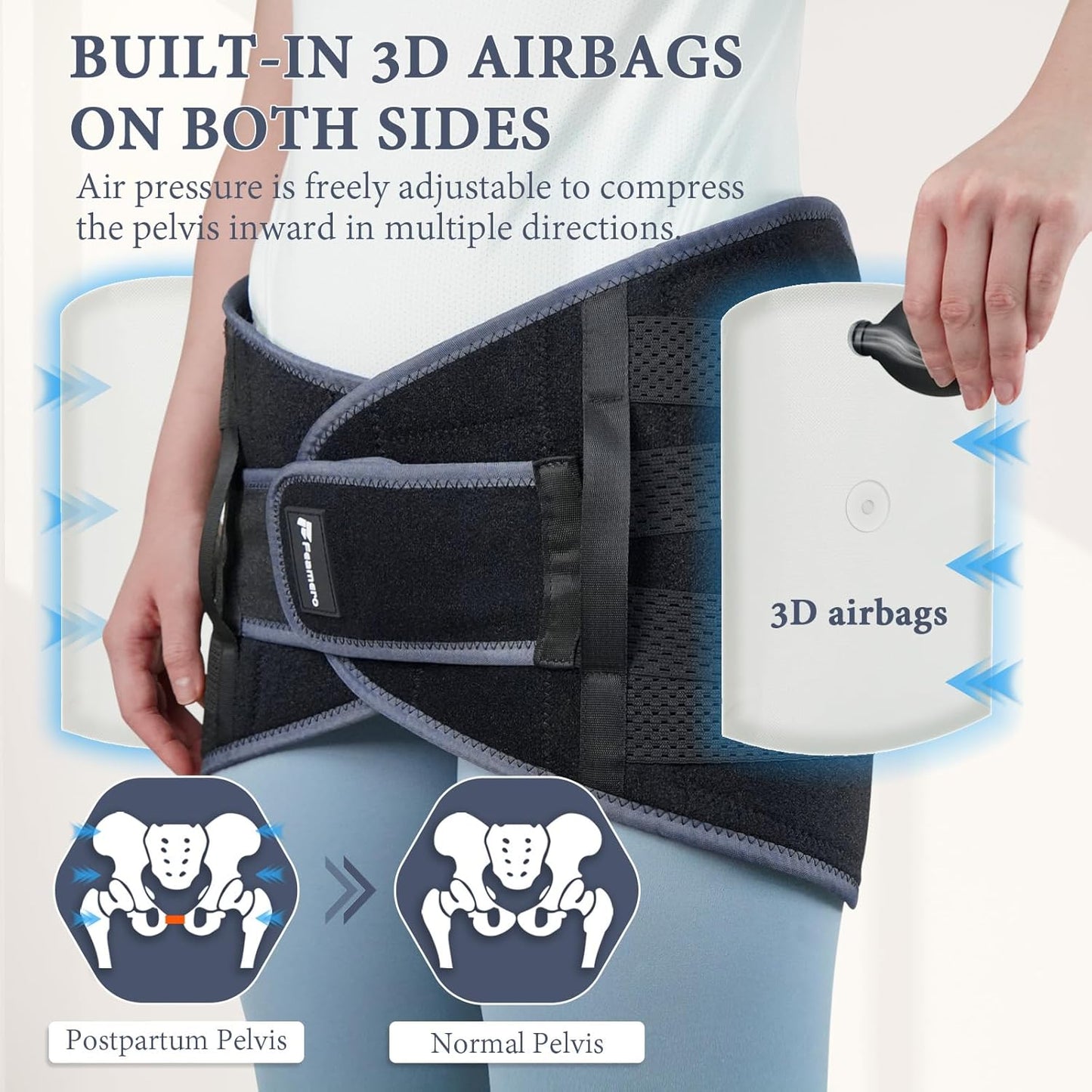 Inflatable Pelvic Support Belt for Women and Men, Adjustable Pressure SI Joint Brace for Postpartum Recovery, Pelvic Tilt Correction, Hip & Pubic Symphysis Pain Relief (S)