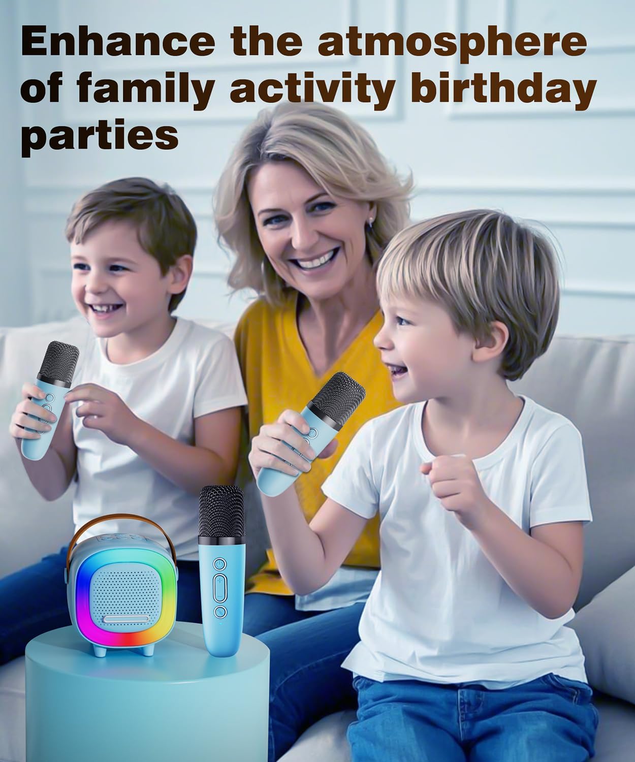 Mini Karaoke Machine Speaker for Kids Adults, Portable Bluetooth with 1 Wireless Microphones, Children's Day Birthday Gift Ideas for Toys for Teens Boys and Girls Aged 4, 5, 6, 7, 8, 9, 10, 11, 12+