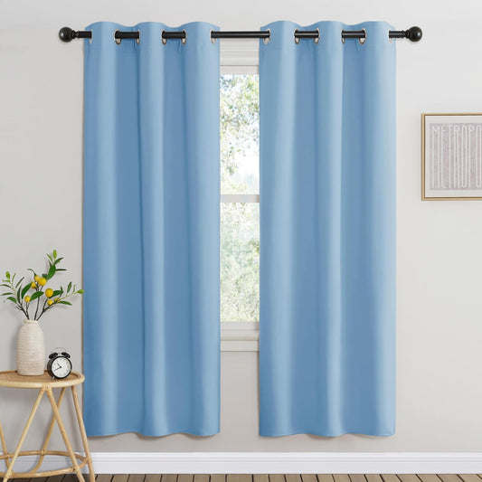 NICETOWN Blackout Window Curtains 72 inches Long, Thermal Insulated Grommet Room Darkening Window Treatments for Bedroom/Living Room, Blue, Set of 2, W37 x L72
