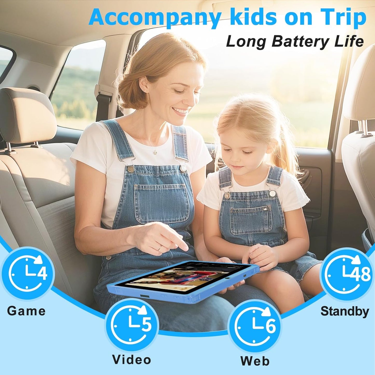 YINOCHE Kids Tablet 7" Android Tablet for Kids 3-7 32GB Tablets for Toddlers with Case WiFi Parental Control Dual Camera GMS Certified Toddler Learning Tablets for Children (Blue)