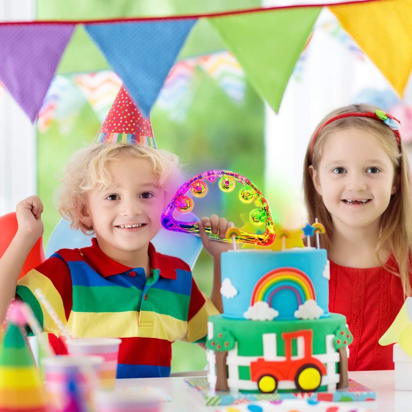 Aywewii LED Tambourine for Kids & Adults, Light Up Toys Handheld Musical Flashing Tamborine with 3 Modes, Sensory Toys Autism Toys for Birthday, Christmas, Concerts & Party