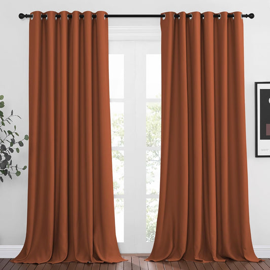 NICETOWN Blackout Curtain Panels 95" L - Window Treatment Energy Saving Thermal Insulated Solid Grommet Blackout Drapes for Living Room (Burnt Orange, 1 Pair, 80 by 95-Inch)