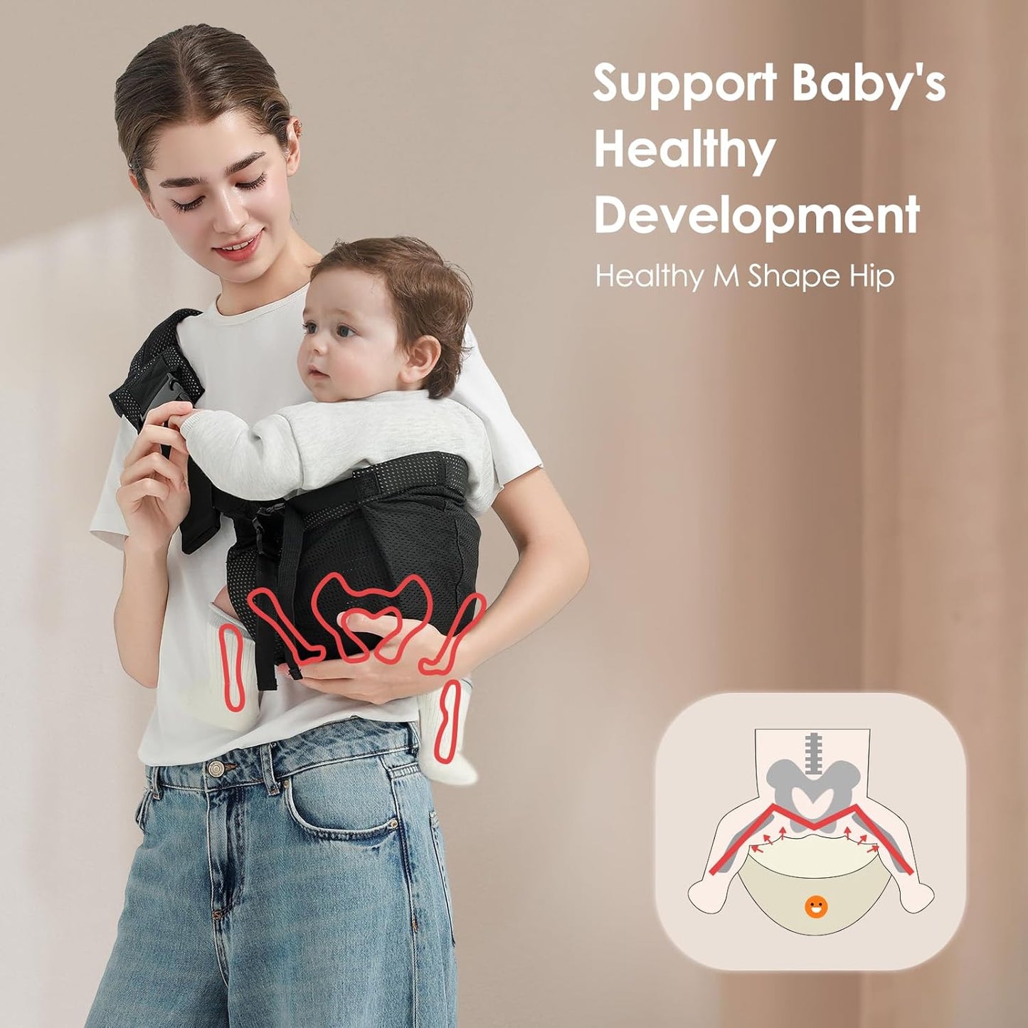 Toddler Sling Carrier, Easy to Wear Baby Carrier Sling 7-40 lbs, Adjustable Lightweight Baby Wrap Sling, Perfect Toddler Hip Carriers One Size Fits All, Black Mesh