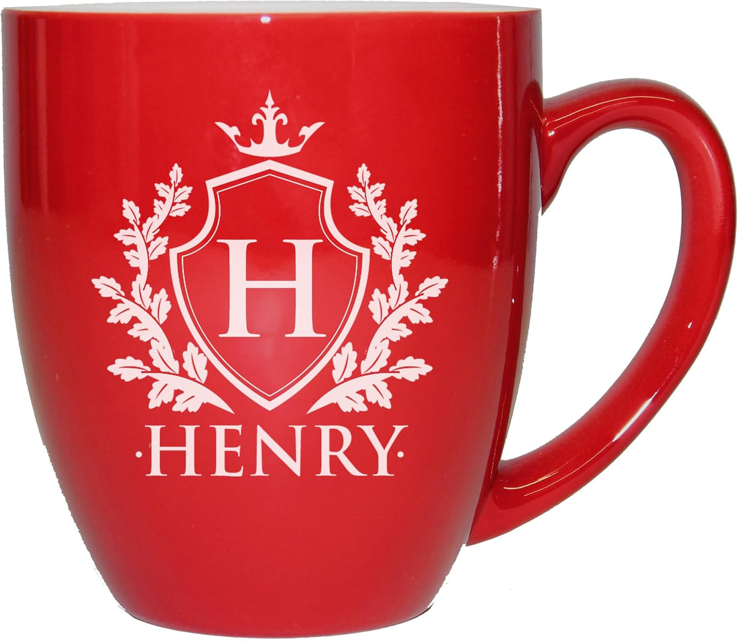 My Personal Memories Custom Monogrammed Coffee Latte Mug and Tea Cup - Personalized and Engraved (Red)