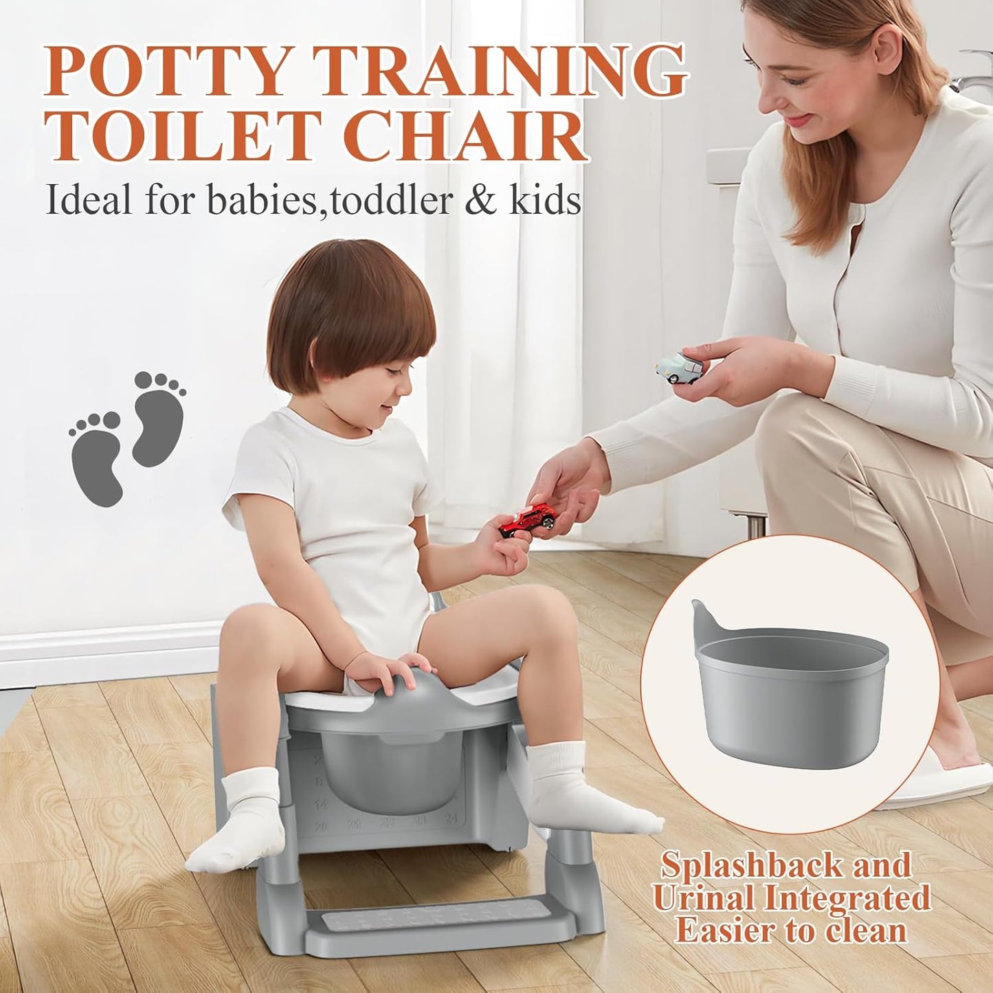 Potty Training Seat, Toddler Toilet Seat for Little Boys Girls, Potty Training Toilet with Urinals, Toddler Step Stool Ladder and Splash Guard