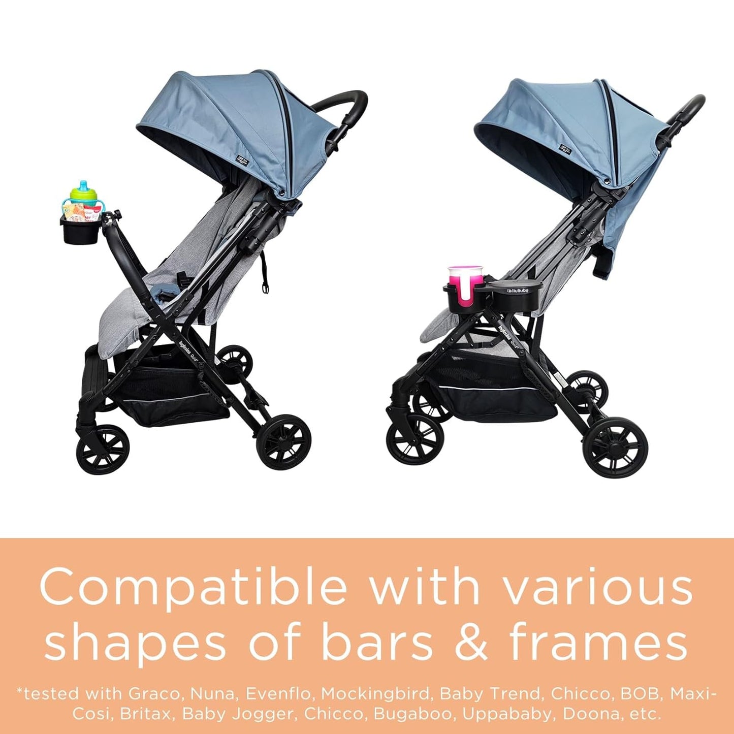 liuliuby Universal Stroller Snack Tray Attachment | Stroller Cup Holder Attachment Universal Snack Tray for Stroller Tray Attachment | Clip On Baby Stroller Accessories for Joggers, Umbrella & Wagons