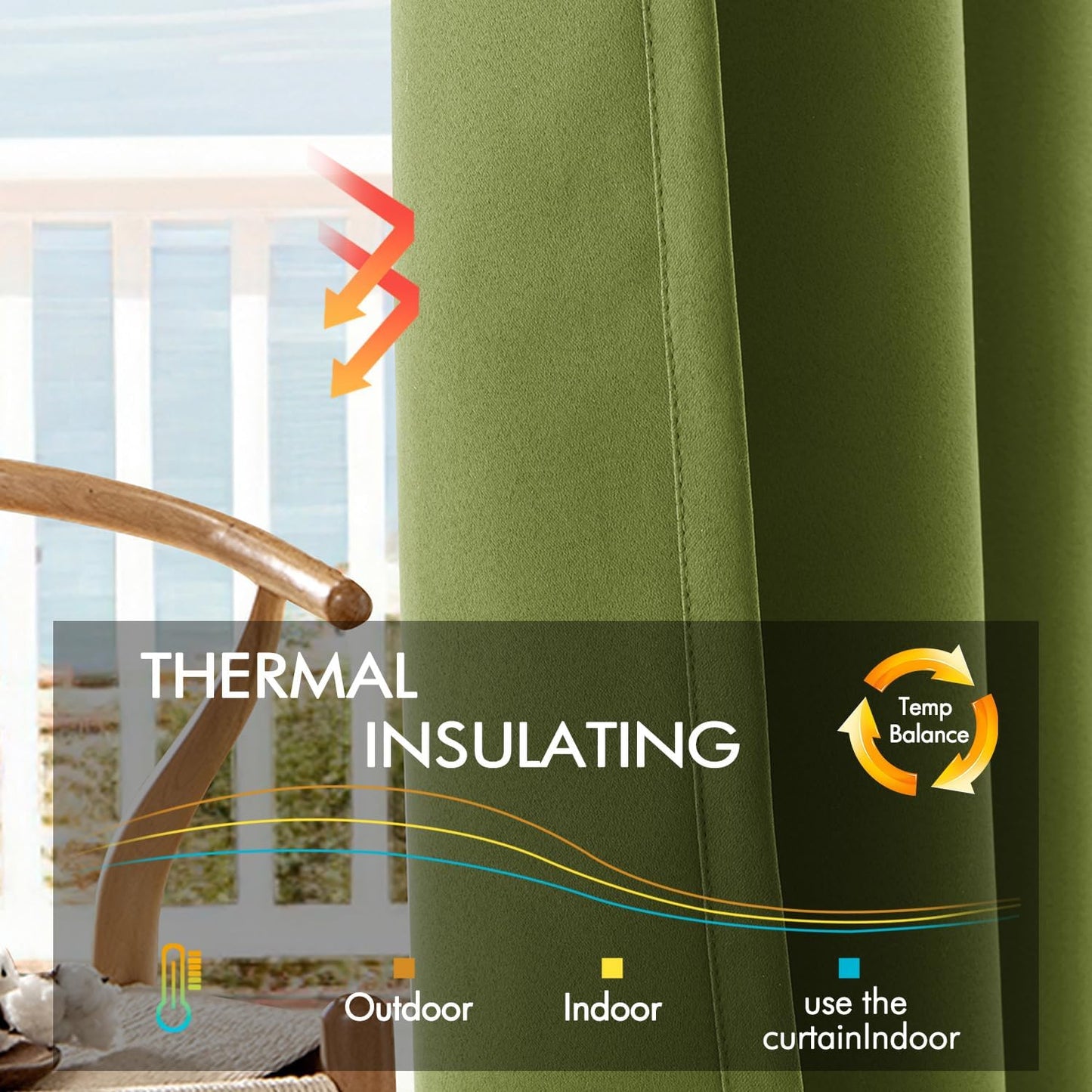 ANRODUO Back Tab Blackout Curtains for Bedroom Living Room, Rod Pocket Pinch Pleated Thermal Insulated Room Darkening Curtains 96 Inches Long 2 Panels, Olive Green, 42 x 96 Inch