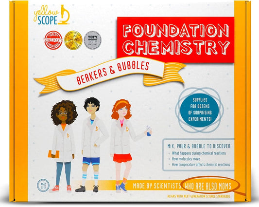 Chemistry Kit, Science Experiment for Girls & Boys, STEM Activities for Kids Ages 8-12, Beakers & Bubbles Foundation Chem Set