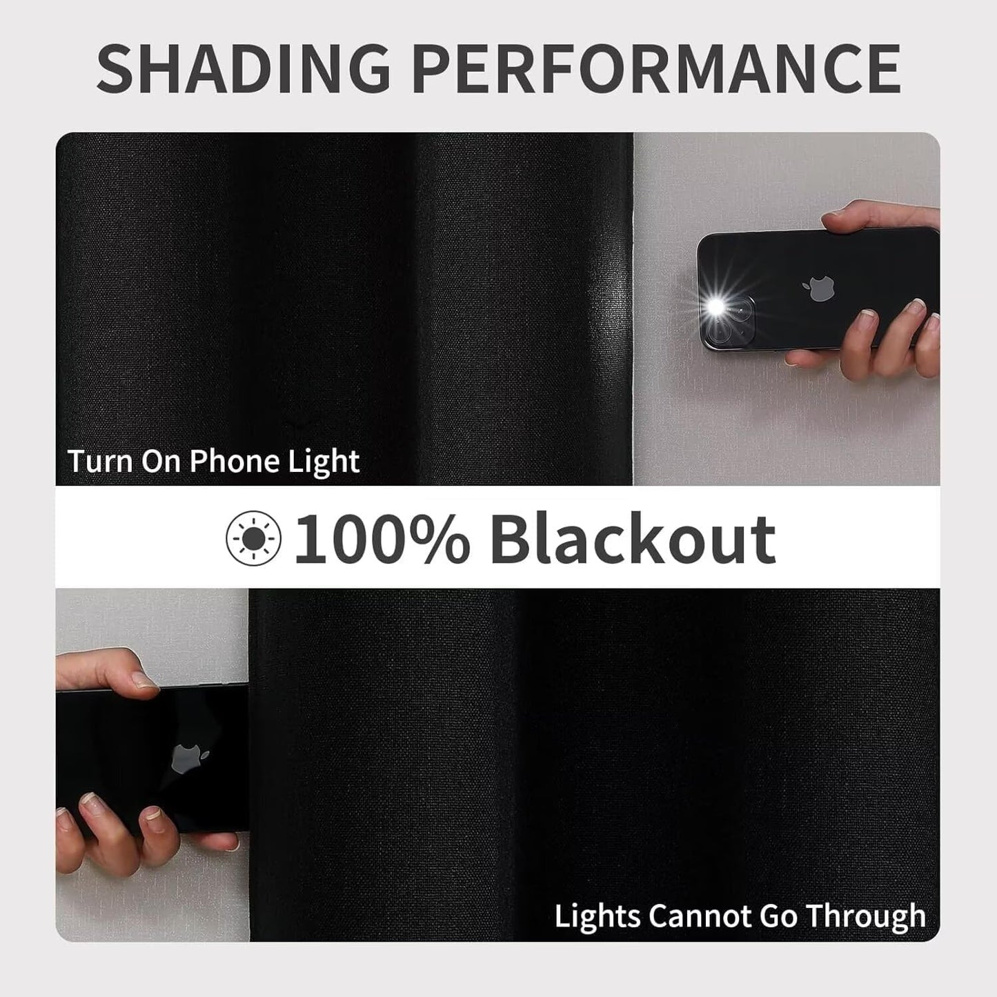 Joydeco Black Blackout Curtains 120 Inches Long, Extra Long Curtains 120 Inch Length 1 Panel for Bedroom, Thermal Insulated Linen Black Out Curtains with Grommets(100x120, Black)