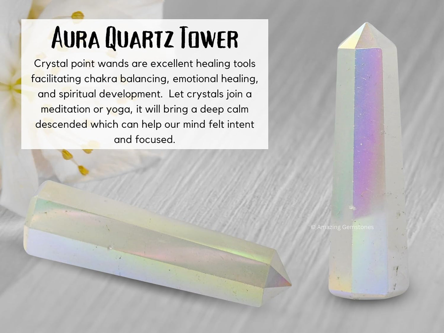 Amazing Gemstone Angel Aura Quartz Crystal Towers ~ Natural Healing Crystal Point Obelisk for Reiki Healing and Crystal Grid (3- Inch)