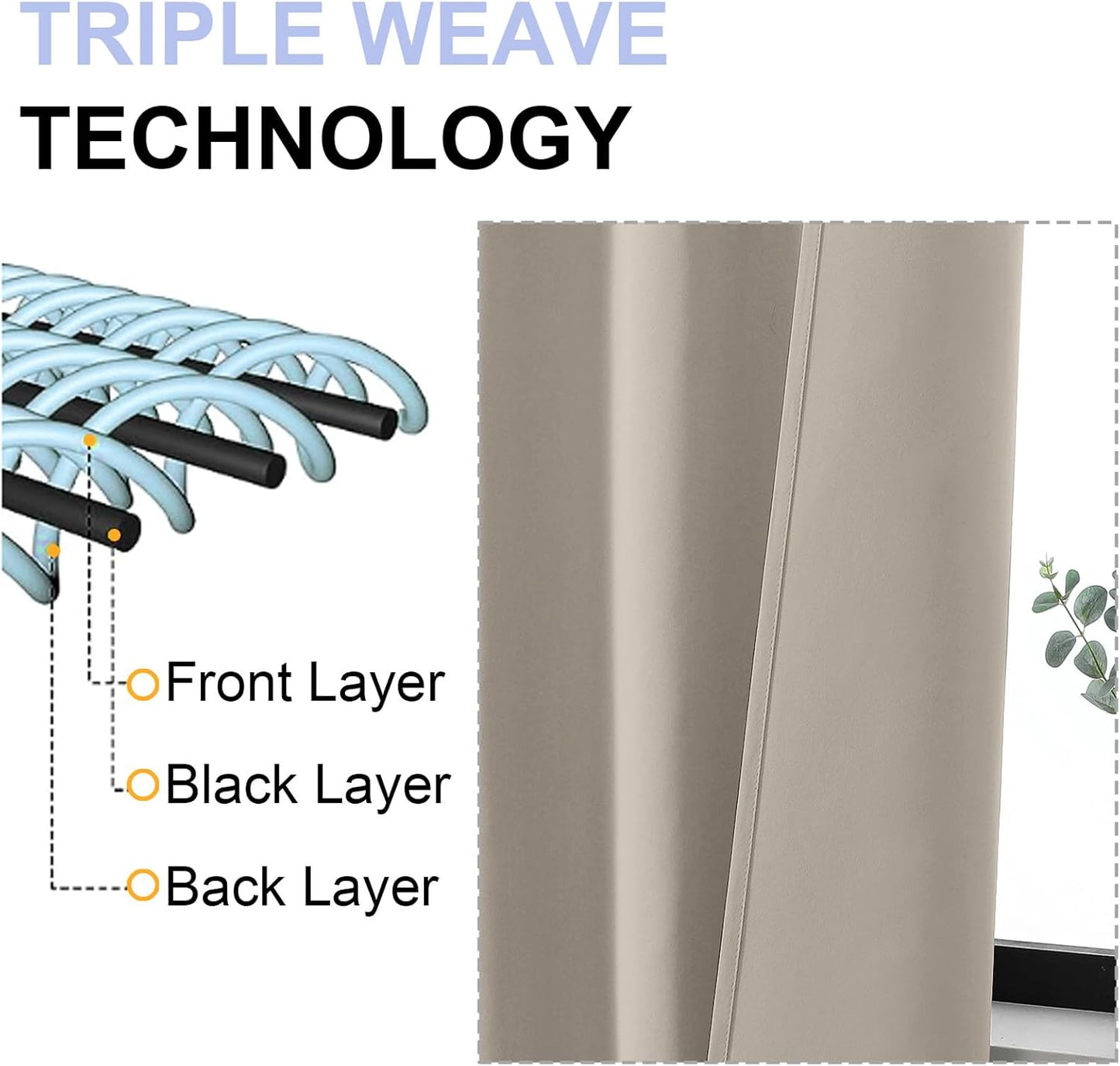 Simplebrand Ava Stone Blackout Curtains for Bedroom 84 Inch Length 2 Panels Set, Solid Thermal Insulated Privacy Living Room Window Treatment Curtains Blackout Drapes, W40 x L84 Inch, Stone