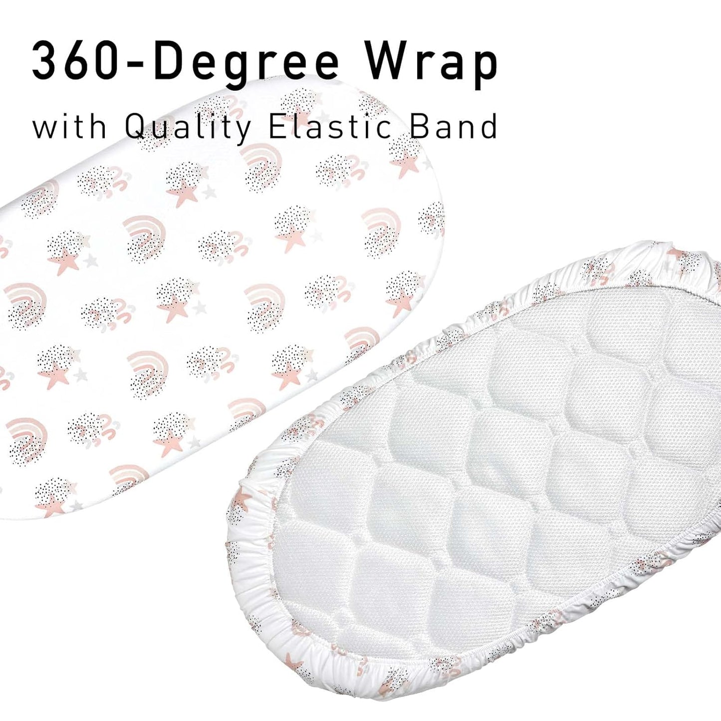 Gllquen Baby Bassinet Sheets 4 Pack, Breathable Cozy Fitted Mattress Sheet, Elastic Travel Crib Fashionable Pattern, Standard Cradle Safe Sheets for Baby Boys Girls 32"x16"(Rainbow)