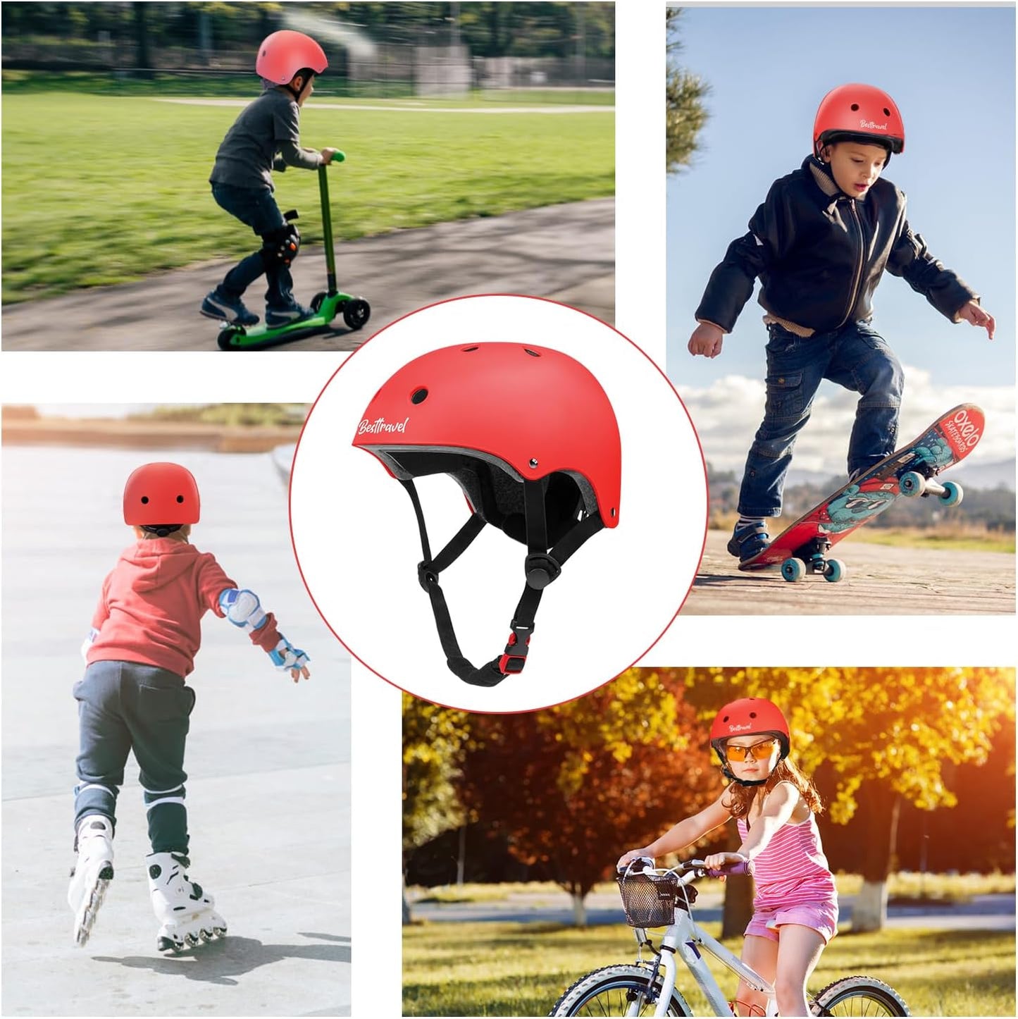 Kids Helmet, Toddler Adjustable Kids Ages 3-8 Years Old Boys Girls Multi-Sports Safety