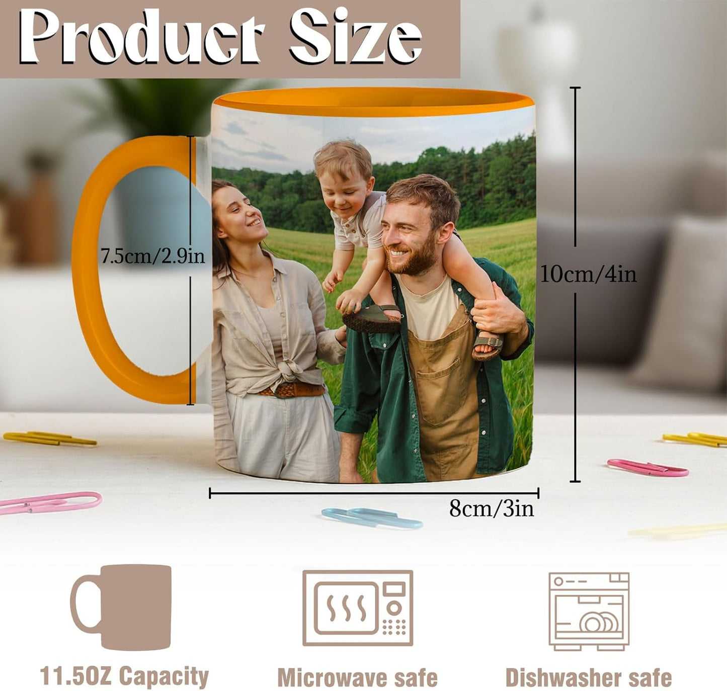 Custom Photo & Text Mug Add Personalized Text, Upload Your Image Personalized 11.5oz Mug Choose From Various Designs The Suitable Gift for Parents (C04 SIX PHPTO)