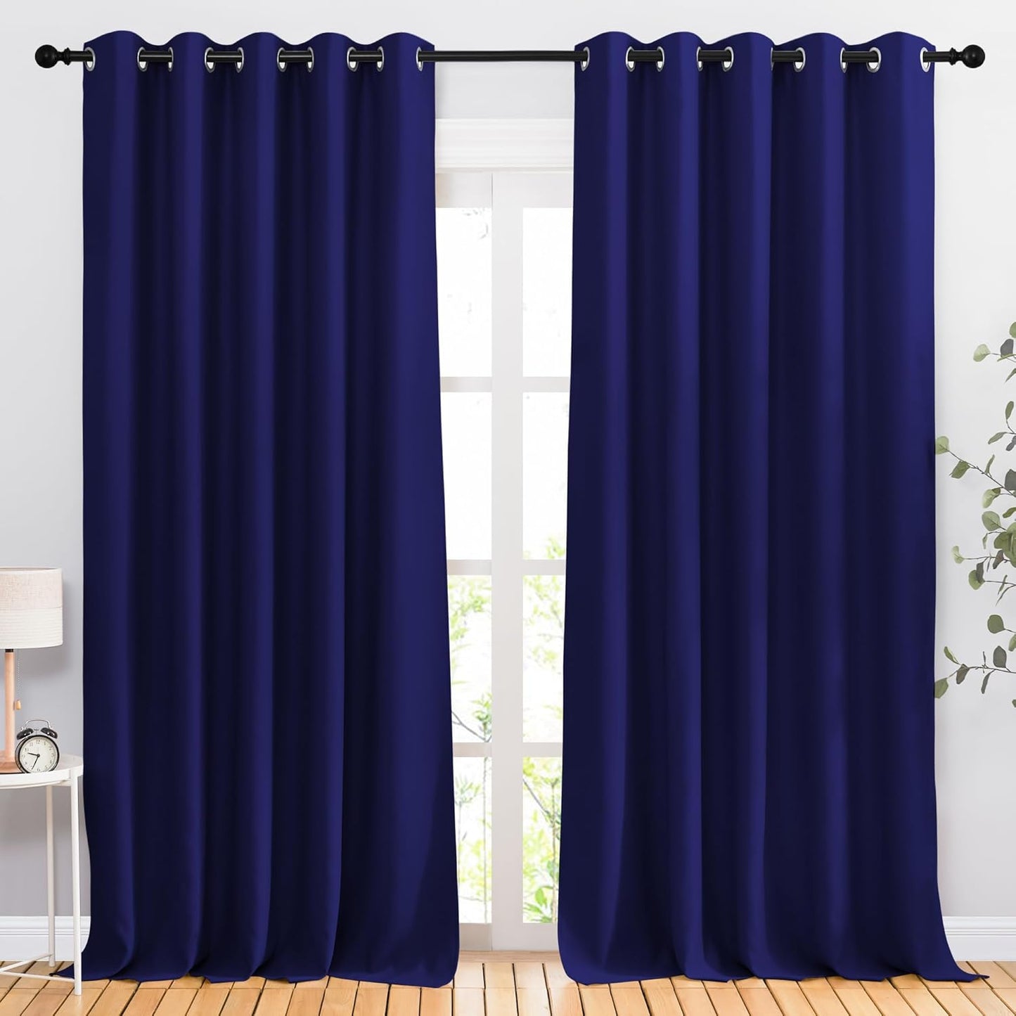 NICETOWN Blackout Room Divider Curtains 118 inches Long 2 Panels, Grommet Sliding Door Curtains Solid Window Treatments Sound Reducing for Living Room, W66 x L118, Navy Blue