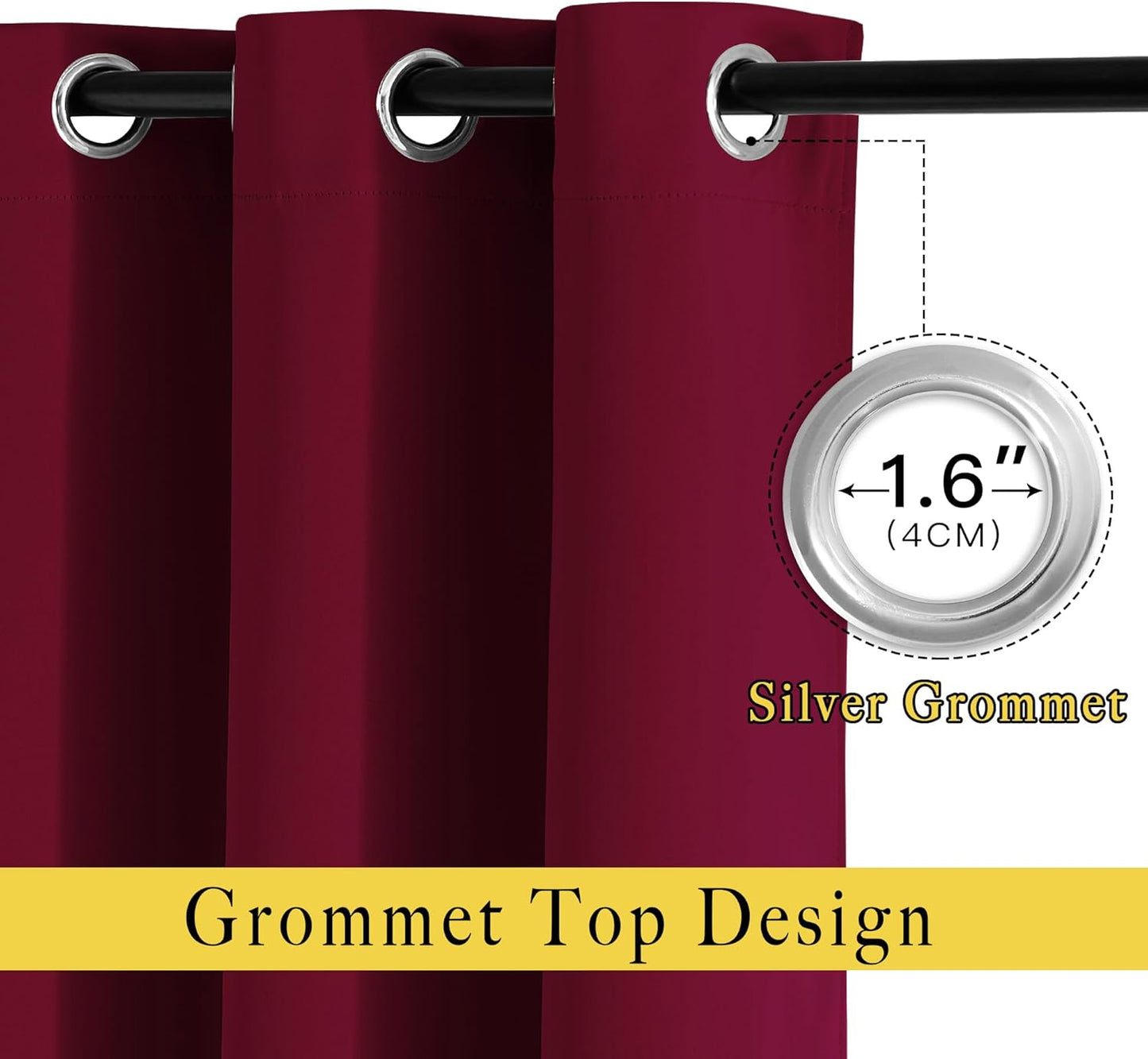 NICETOWN 84 inches Bedroom Curtains Panels - Functional Blackout Curtains/Panels for Bedroom, Thermal Insulated, Privacy Assured (Set of 2, 52 x 84 inches, Wine Red)