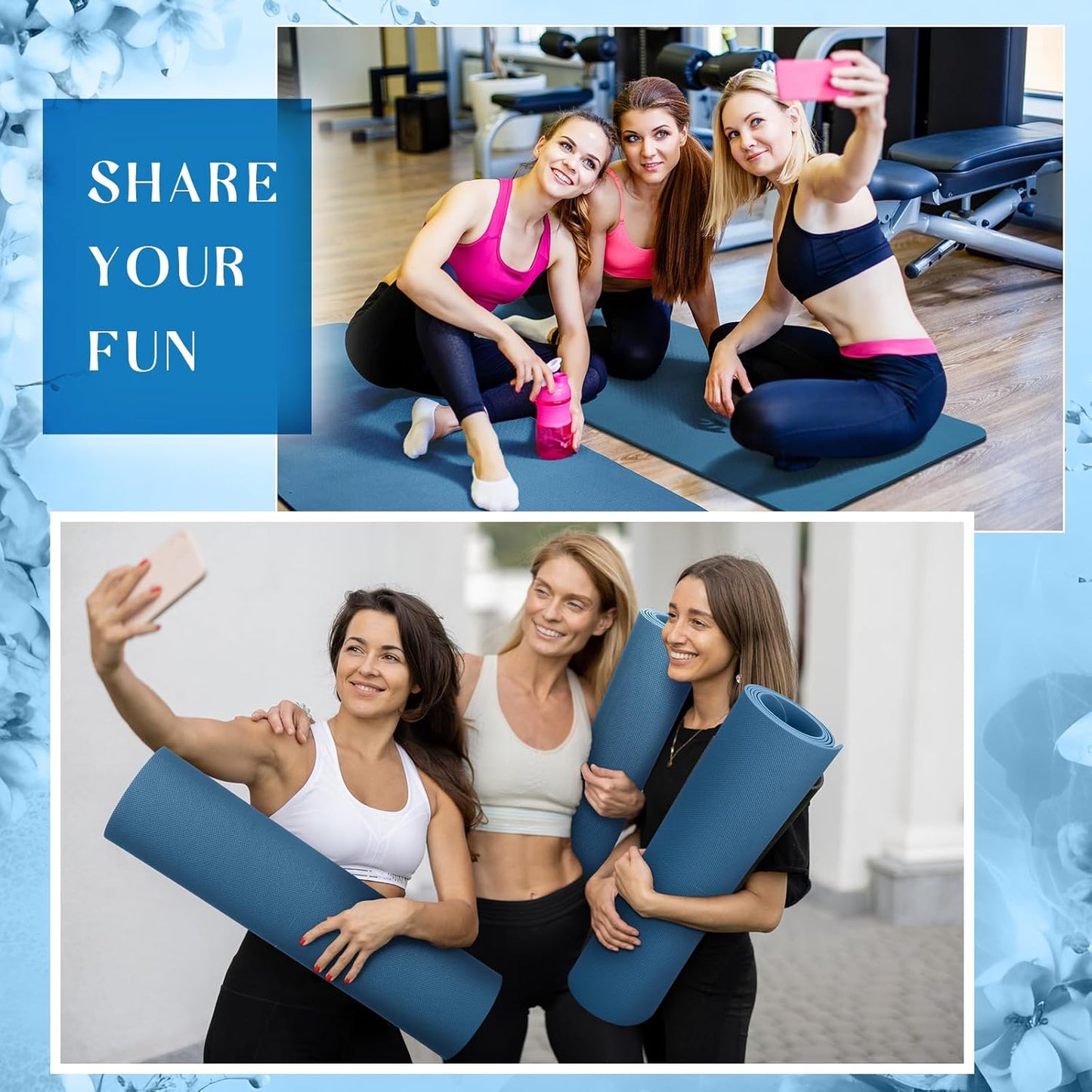 Timgle 6 Pack Yoga Mats Bulk Non Slip Exercise Yoga Mat Thick Anti Slip Tear Resistant Sports Gym for Fitness Stretching Home Workout and Studio