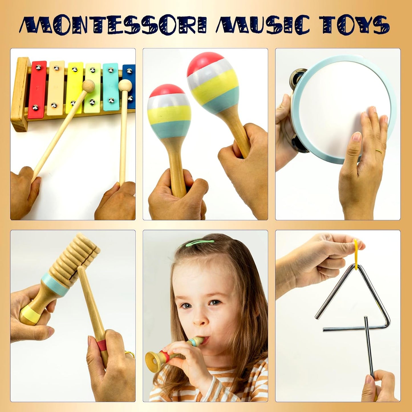 MINIARTIS Baby Musical Instruments Set - Montessori Musical Toys for Toddlers 1-3 | Modern Boho Kids Xylophone with Songbook | Neutral Colors Wooden Percussion Instruments | Preschool Educational 3+
