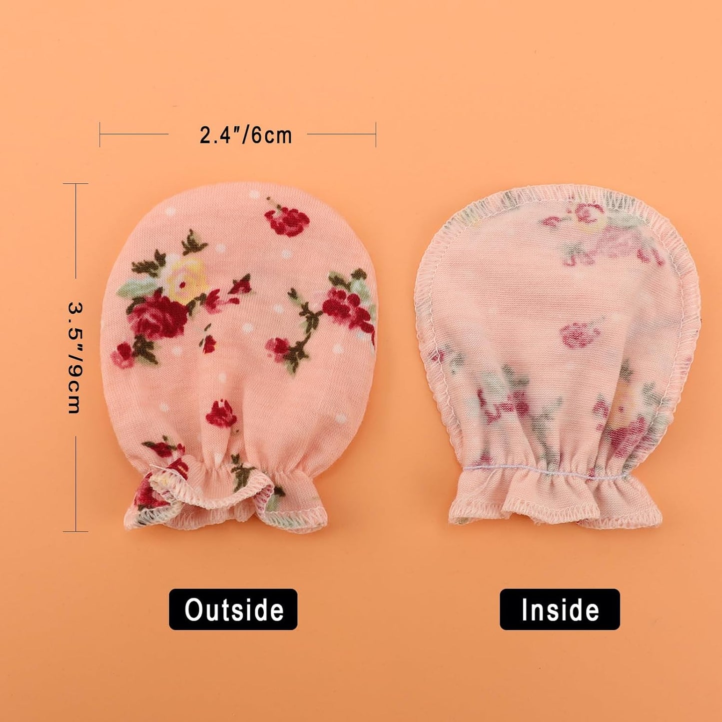 Newborn Baby Mittens No Scratch Cotton Elastic Wrist Gloves Infant Toddler Mittens for Baby Boy Girl 0-6 Months