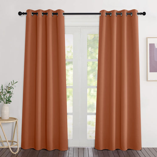 NICETOWN Burnt Orange Curtains 84 inches Long, Grommet Room Darkening Thermal Insulated Sound Dampening Window Treatments for Bedroom/Home Office, 2 Panels, W46 x L84
