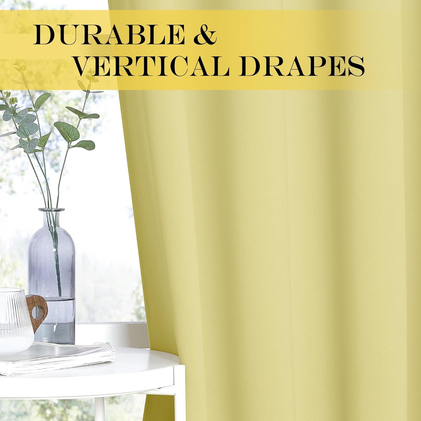 NICETOWN Paler Yellow Room Darkening Curtains 102 inch Length, Grommet Energy Saving Thermal Drapes Sound Reducing Heat Blocking Window Treatments for Living Room, 2 Panels, W52 x L102