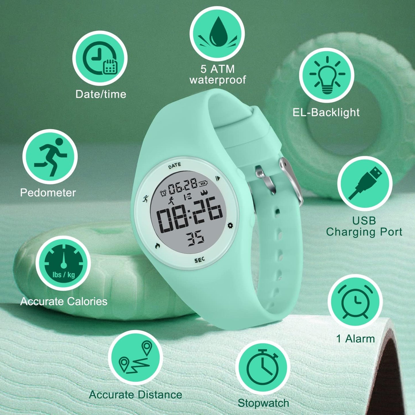 Kids Watches for Girls Boys Digital Sport Watch with Step Counter Pedometer Vibration Alarm Clock, No App Waterproof Fitness Tracker Kids Watch Boys Girls Teens Students Ages 5-16