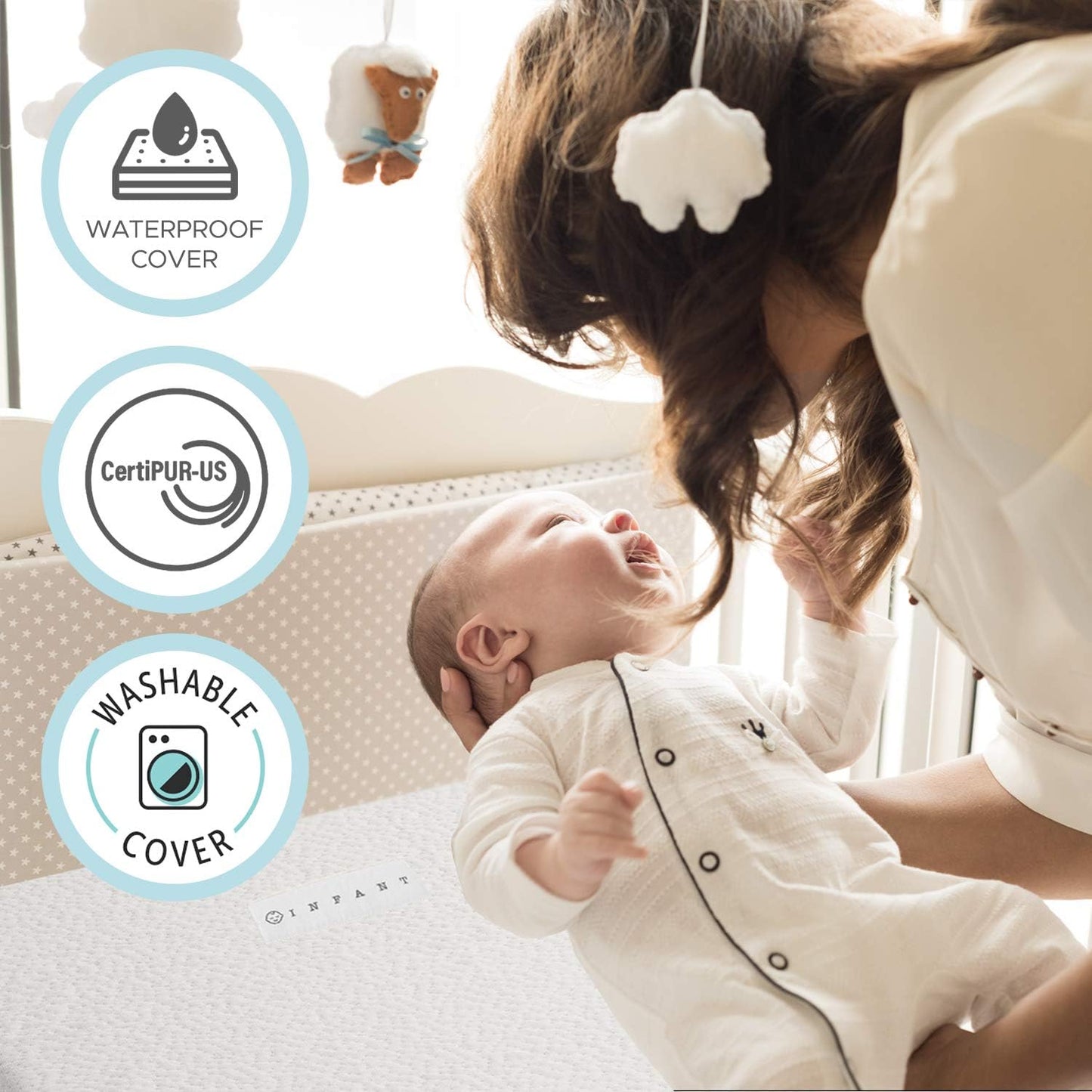 Organic Cotton Dual-Sided Crib Mattress | 2-Stage Premium Memory Foam CertiPUR-US Hypoallergenic Baby Mattress, Firm Support for Infant, Cooling Gel for Toddler, Waterproof Washable Cover, 52x27.5x5.5