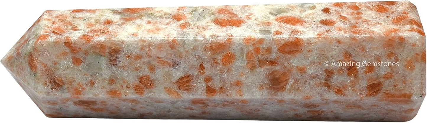 Amazing Gemstone Large Sunstone Crystal Towers ~ Natural Healing Crystal Point Obelisk for Reiki Healing and Crystal Grid (5.5 to 6 INCH)