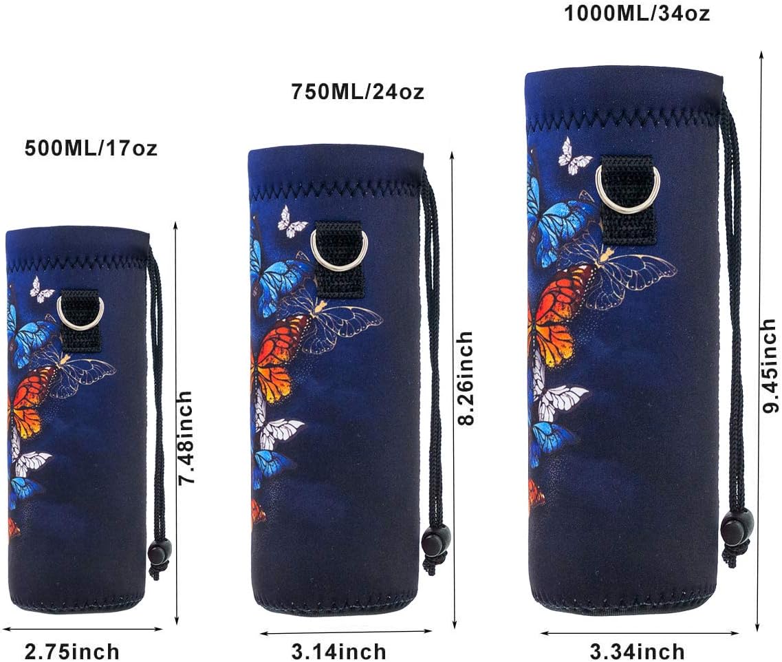 Neoprene Water Bottle Carrier Bag with Adjustable Shoulder Strap for Men Women Walking Hiking,Portable Insulated Holder Case for Stainless Steel/Glass/Plastic Bottles