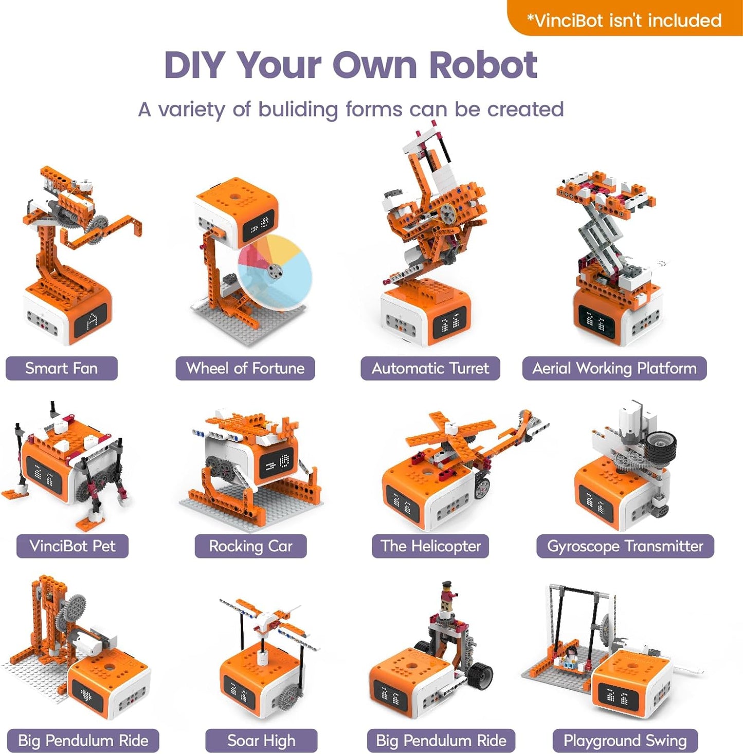 Creator Kit for VinciBot Robotic with 434+ Building Blocks & 20 Building Cases for Kids School STEM Education Class, DIY Science Experiment Kit for Kids Ages 8-12