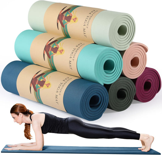 Timgle 6 Pcs 10mm Thick Yoga Mat Bulk, 68 x 24 Inches, Anti-Slip Tear-Resistant Exercise Mat for Adult Fitness, Stretching, Workout and Studio