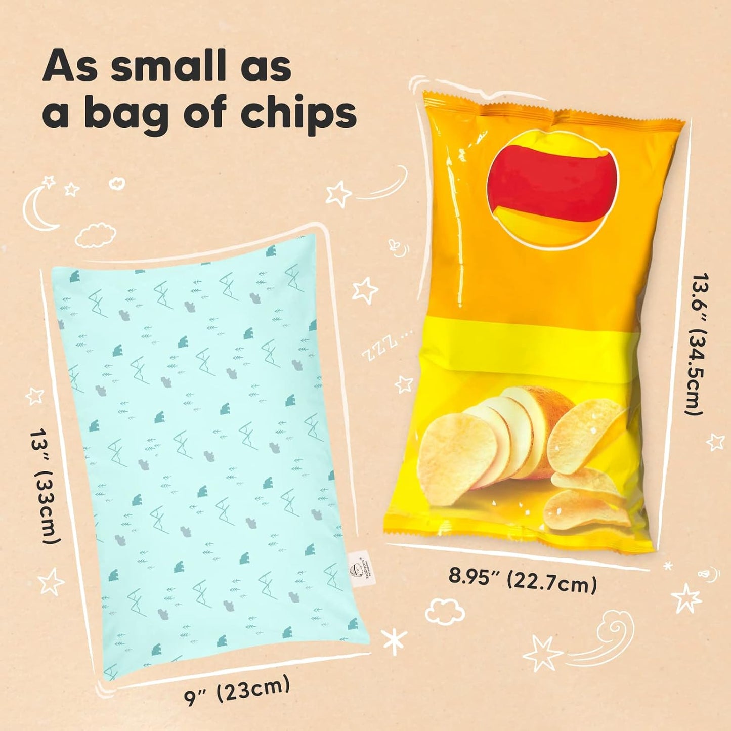 Mini Toddler Pillow with Pillowcase - 9x13 My Little Dreamy Travel Kids Pillow for Sleeping, Toddler Bed, Small, Tiny, Organic Cotton Pillowcase, Soft & Breathable, Kids 2-4 Years Old (Polar)