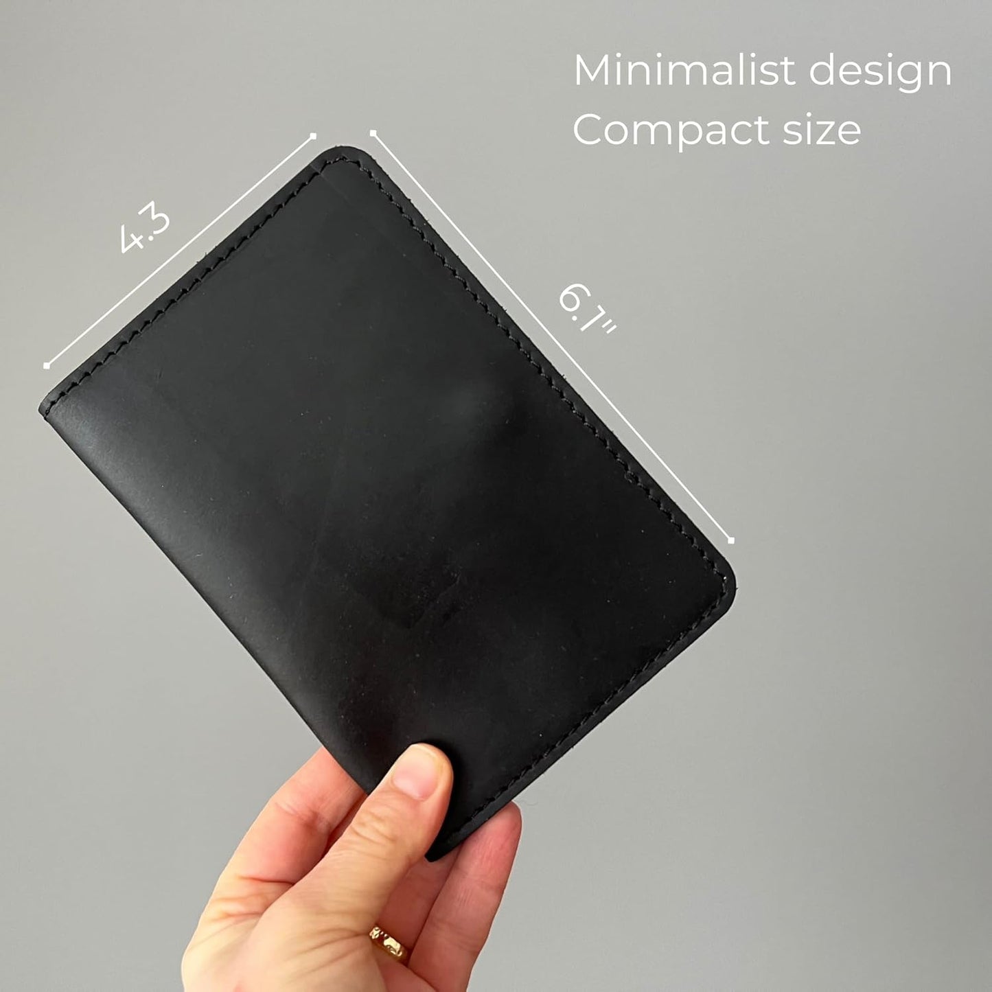 Family Passport Holder Compatible with Airtag Tracker Full Grain Leather Passport Wallet Cover with a Place for Airtag for Secure Travel Documents Storage. Black Color. CITYSHEEP