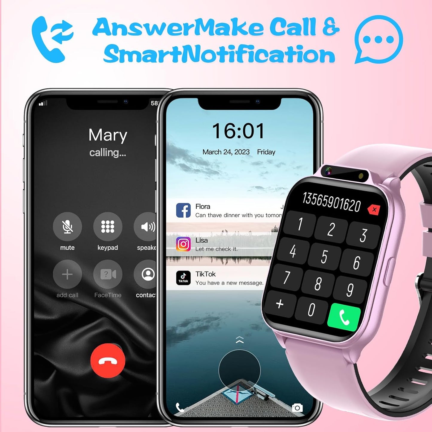 Smart Watch for Kids,1.85" Fitness Tracker with Heart Rate,Sleep Monitor,Built-in AI(Translation/Q&A/Watch Face/Image Recognition Smartwatches,NO APP/Phone, Gift for Boys Girls.(Built-in AI, Pink)