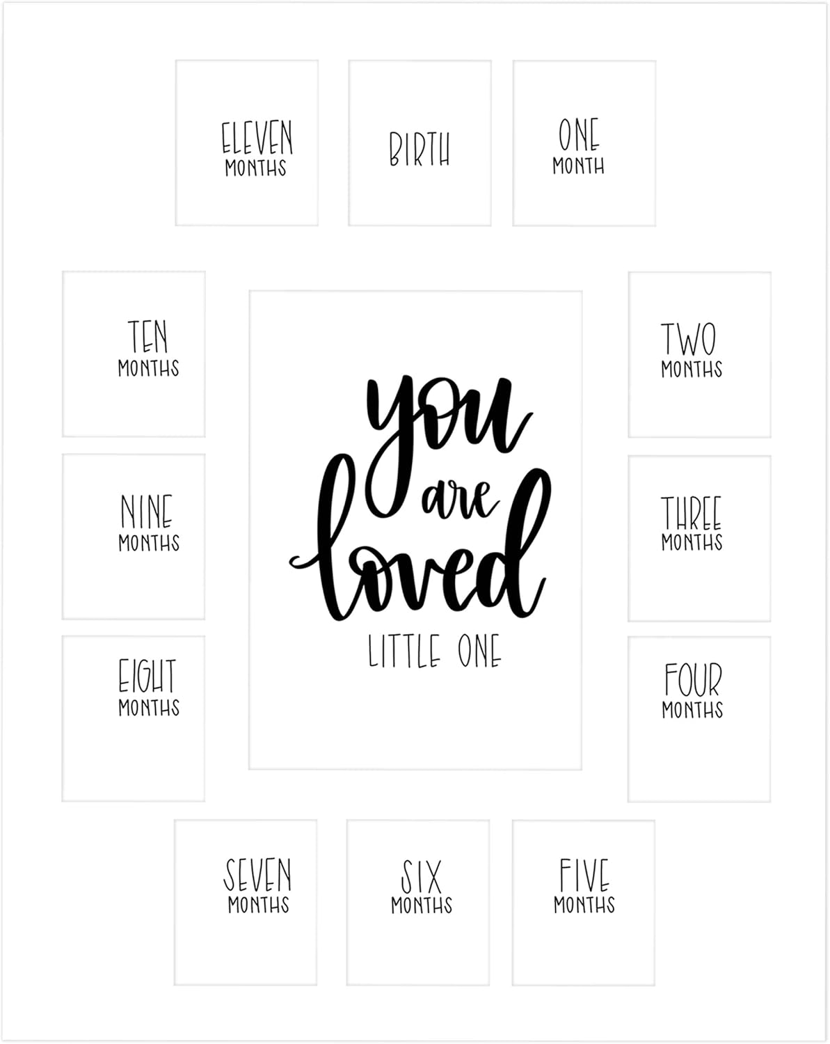 First Year Picture Mat with verse “You Are Loved Little One” on a White Mat (11” x 14”) - Mat only no Frame Included