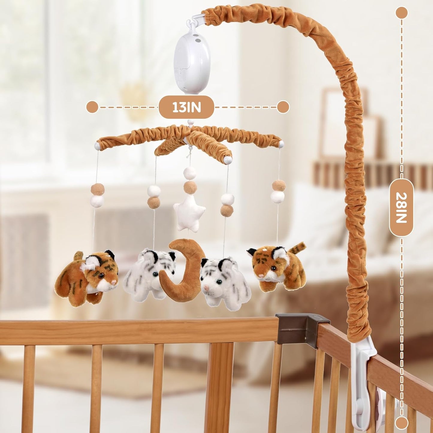 Baby Crib Mobile- Tiger Crib Mobile for Boys Girls Essential Gift for Infant Bedroom Hanging Decor