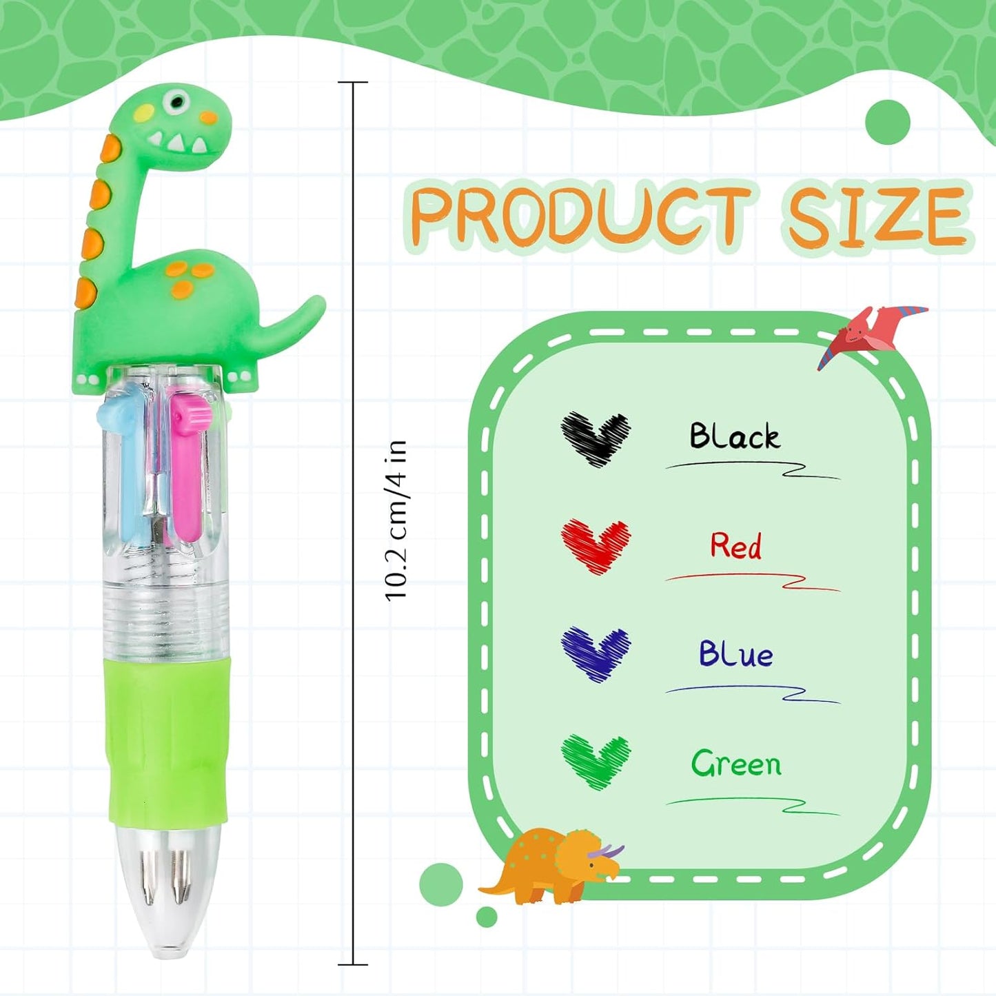 30Pcs Mini Multicolor Pens in One 4-in-1 Cute Pens Bulk for Kids, Ballpoint Pen for Birthdays and Children's Parties, Fun Gifts Assorted Ink Kawaii Pen(Dinosaur)