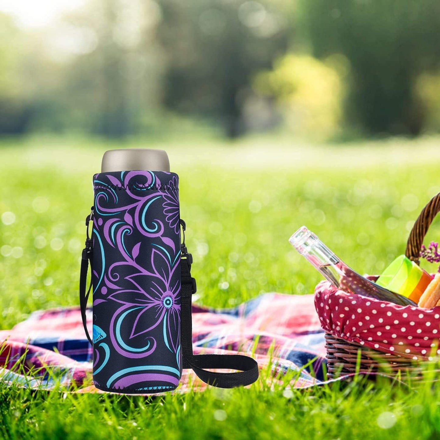 AUPET Water Bottle Bag Carrier,24oz/32oz Insulated Neoprene bottle Sling Holder Case Pouch Cover for 1000ML/750ML Bottles with Shoulder Strap for walking