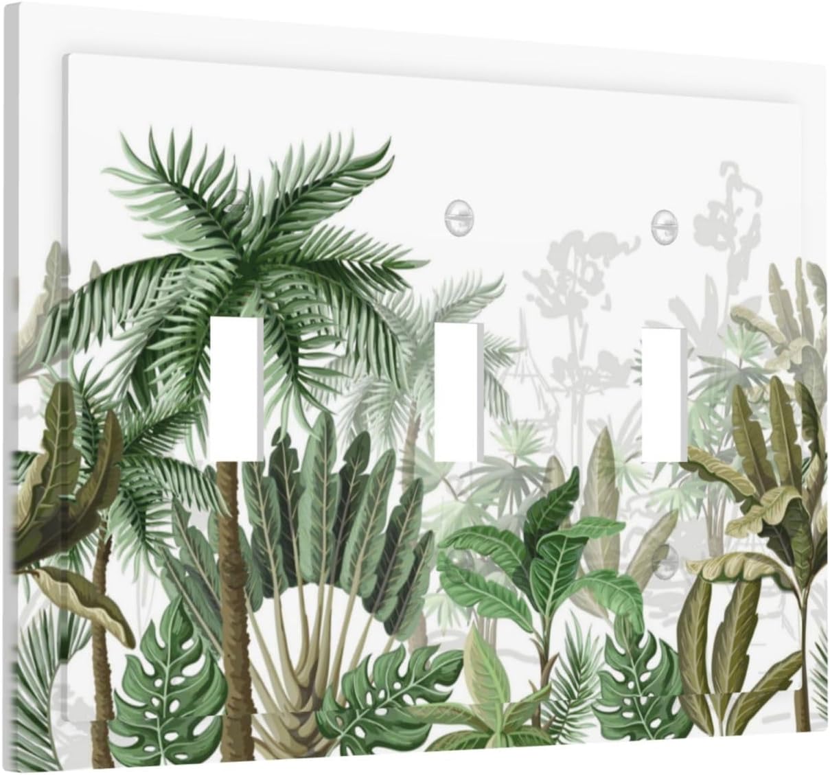 Palm Tree Banana Leaf Green Rainforest Natural Landscape Decorative Switch Plates 3 Gang Wall Plate Triple Toggle Light Switch Cover Faceplate Electrical Wall Panels for Bed Room Living Room Decor