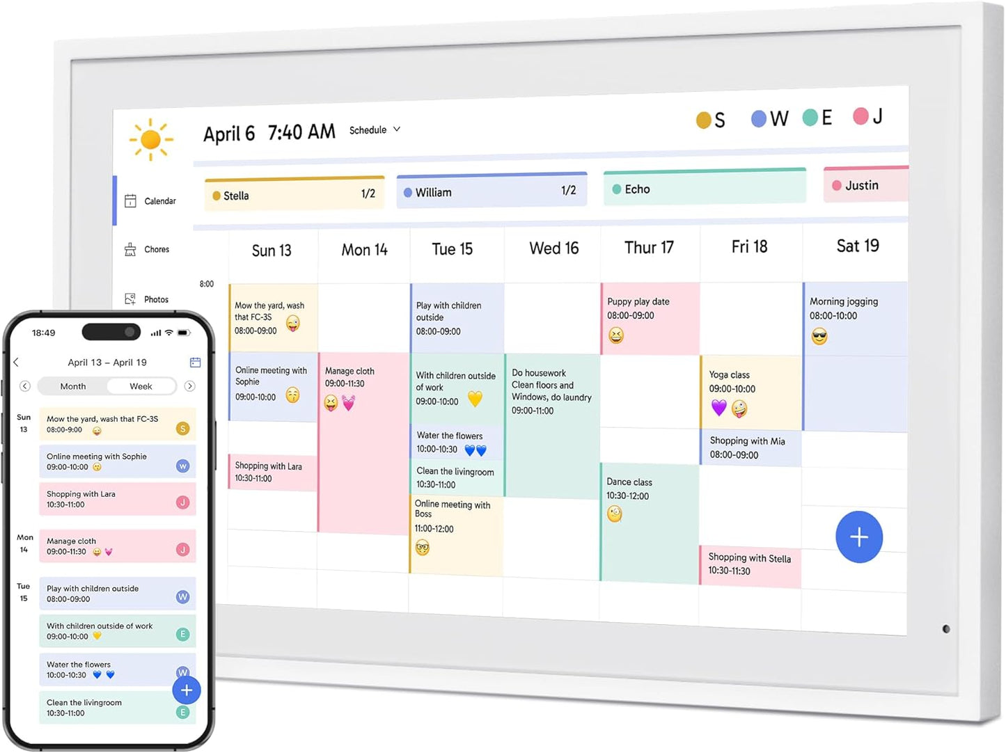 Dragon Touch 21.5 inch Digital Calendar Chore Chart – Interactive Touchscreen, Smart Family Planner, Hearth Display Desk Digital Calendar Seamless Scheduling