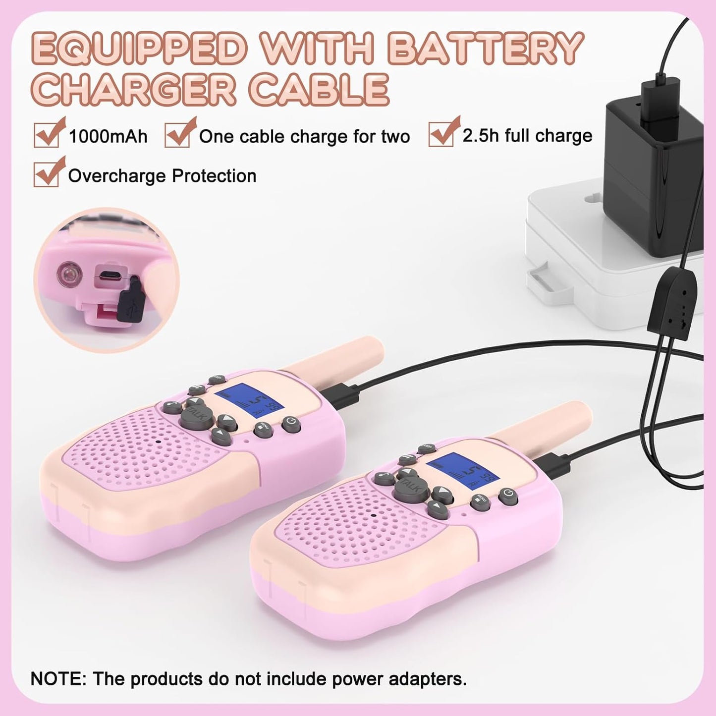 Toys for 3-12 Year Old Girls, Selieve 2 Pack Kids Walkie Talkies Rechargeable with 22 Channels, LED Flashlight and VOX Function, Birthday Gifts for 4 5 6 7 8 9 10 Year Old Girls