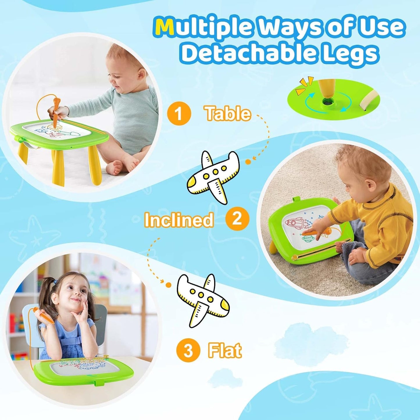 Kikidex Magnetic Drawing Board, Toddler Girl Toys for 1-2 Year Old, Doodle Board Pad Learning and Educational Toys for 1 2 3 Year Old Baby Kids Birthday Gift(Green)