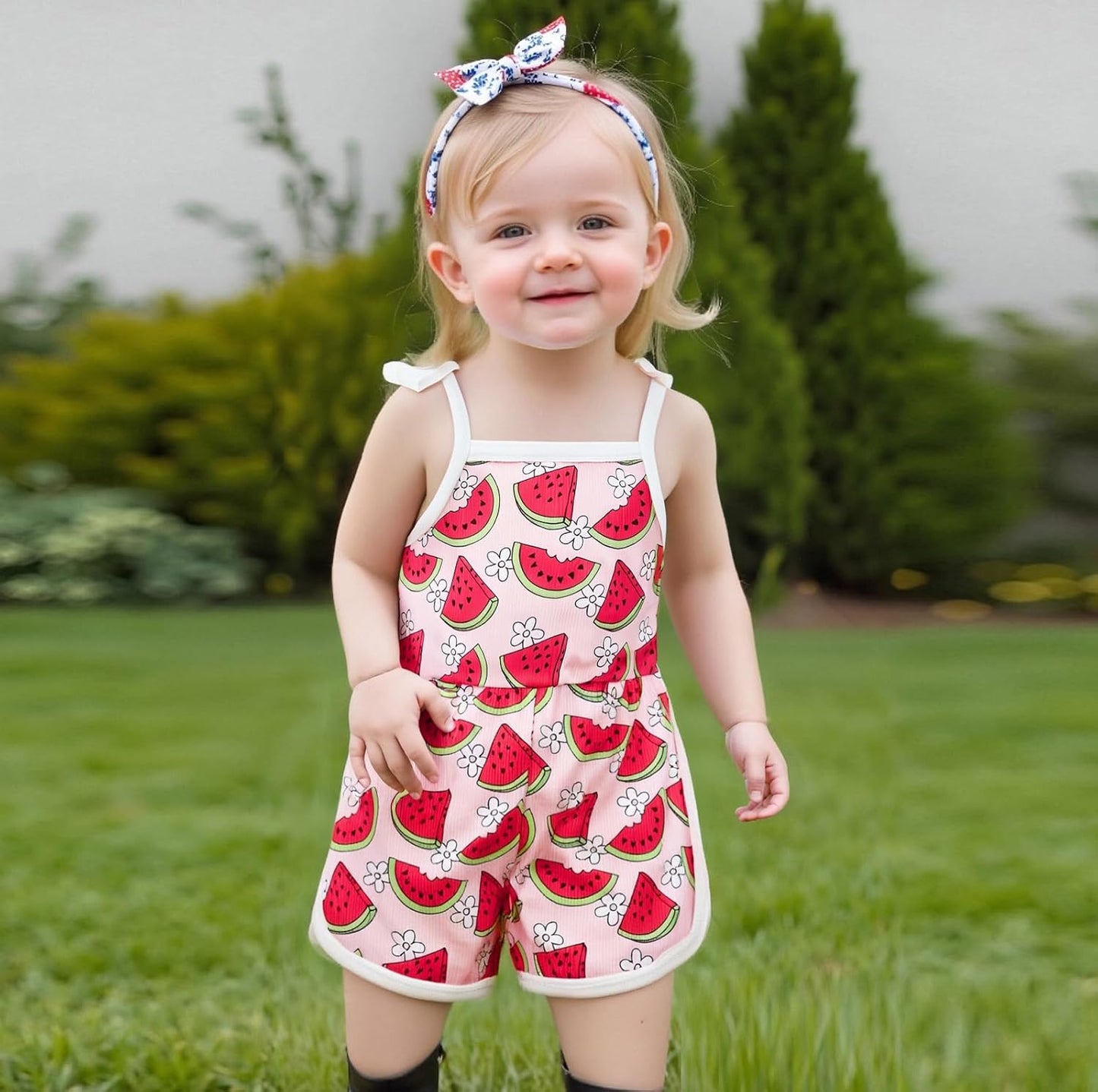 WZTYYDS Toddler Baby Girl Summer Clothes Floral Romper Tie-Up Strap Halter Jumpsuit Infant Summer Sling Playsuit 6M-3T
