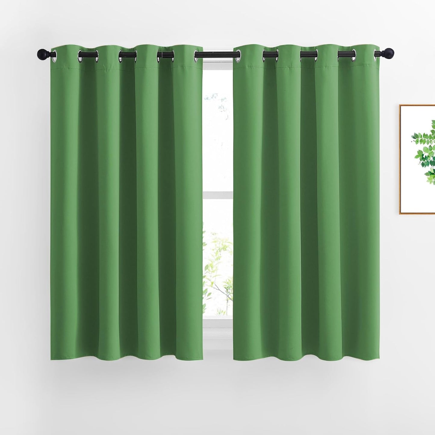 NICETOWN Room Darkening Curtains and Drapes for Bedroom - Grommet Energy Saving Thermal Insulated Light Blocking Window Treatments for Kitchen (Forest Green, 1 Pair, W46 x L54)