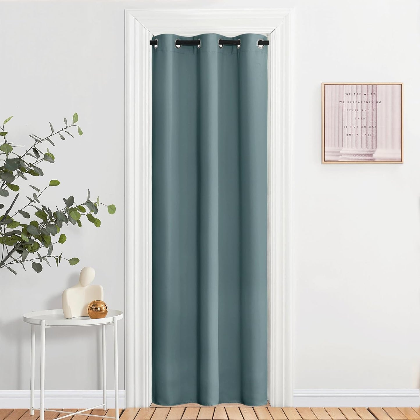 NICETOWN Blackout Greyish Blue Curtains & Drapes for Living Room - Thermal Insulated Solid Grommet Sound Reducing Room Darkening Window Treatments for Bedroom (2 Panels, W37 x L84)