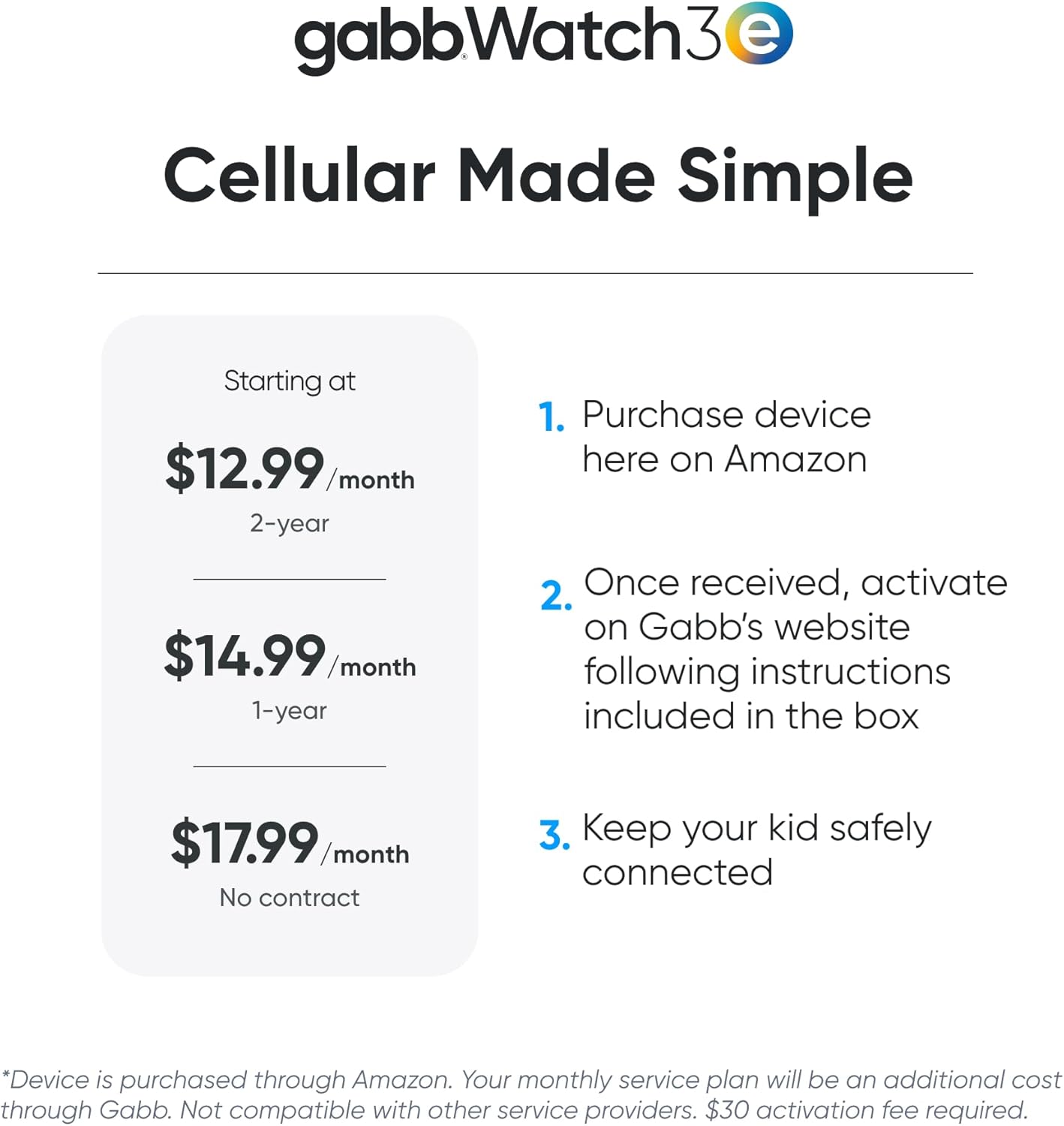 Gabb Watch 3e - Smart Watch for Kids, GPS Tracker, No Social Media or Internet, Fees Required (Dark Gray)