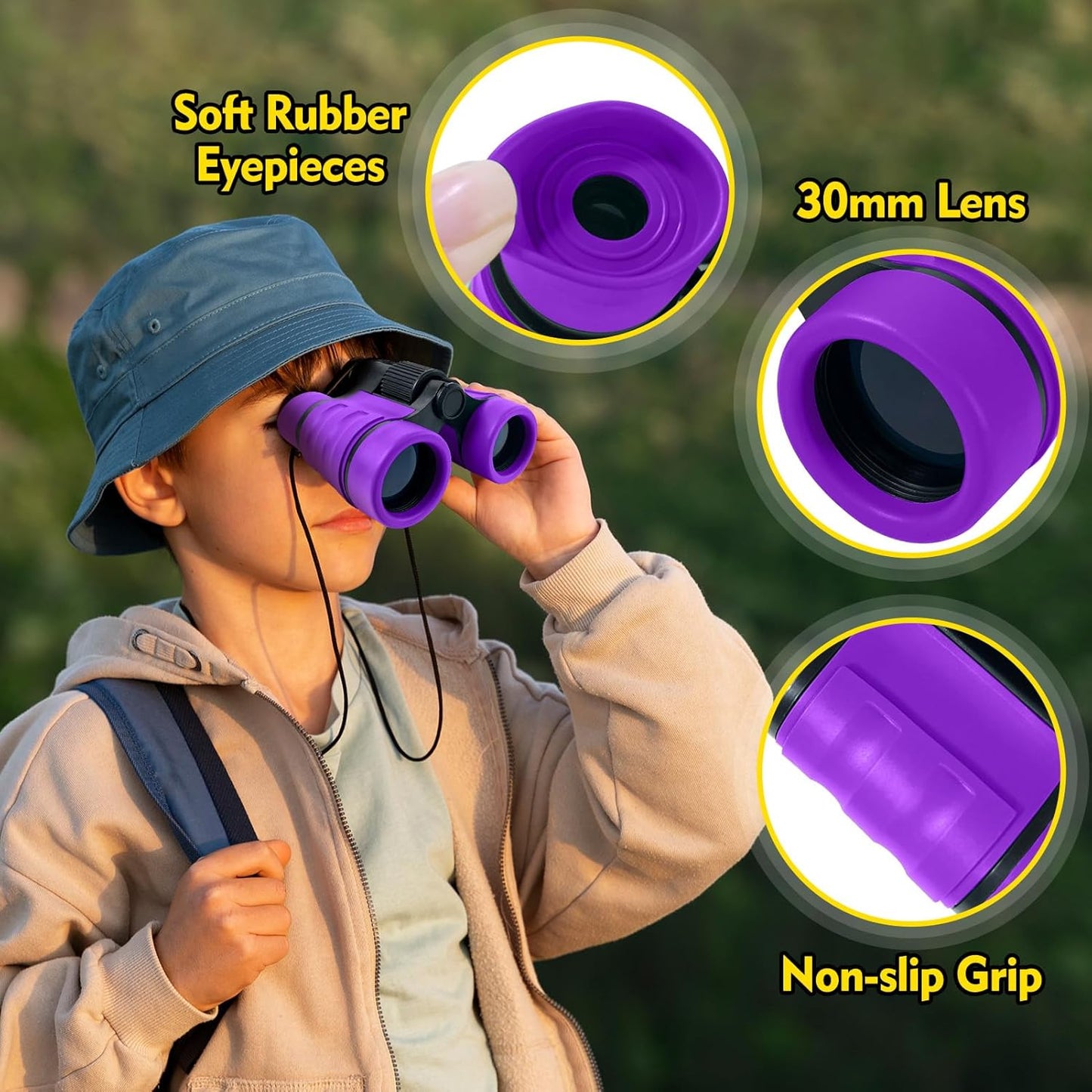 Binocular for Kids, Kids Binoculars for Ages 3-12 Boys Girls, Outdoor Gifts Toys for Kids- Perfect for Bird Watching, Camping, and Outdoor Exploration, Purple