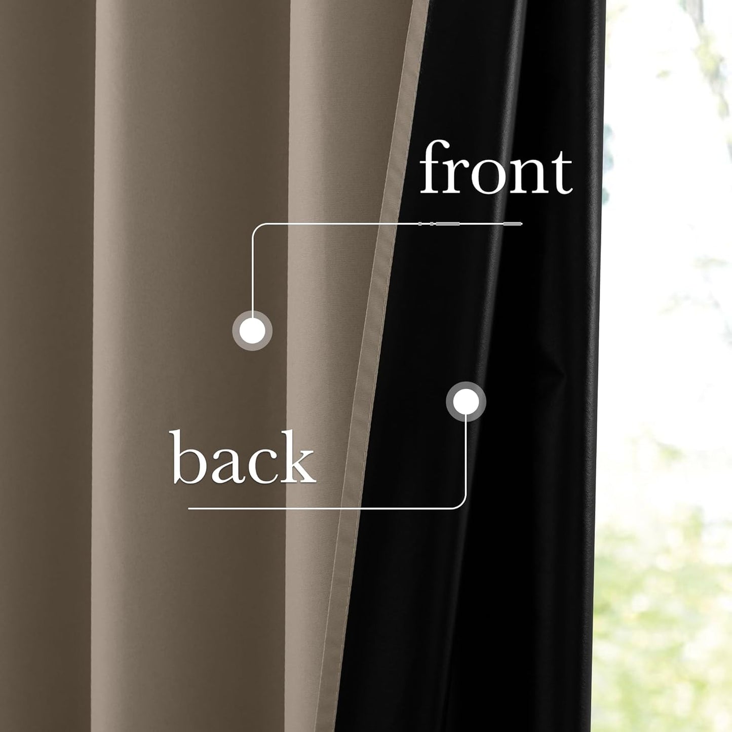 NICETOWN 100% Full Blackout Portable Curtains for Bedroom, Grommet Lightweight Travel Black Out Shades Window Treatments Thermal Curtains for Laundry/Kitchen, Tan, W52 x L63, 2 Panels