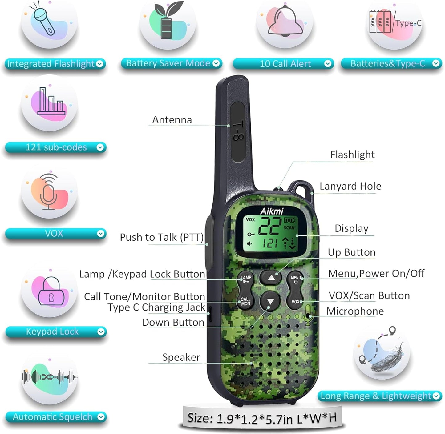 Toys for Boys Walkie Talkies for Kids 6 7 8 Year Old Boy Pretend Play Police Military Spy Hunt Camp Outdoor Toys for Kids Birthday Present Boys Gifts (Green Green)